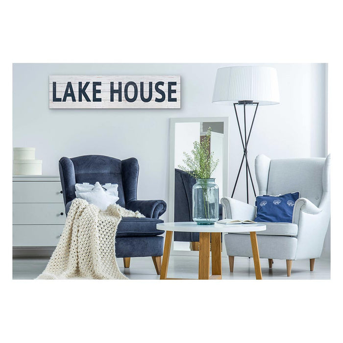 40x10 Whitewash Slat Sign LAKE HOUSE