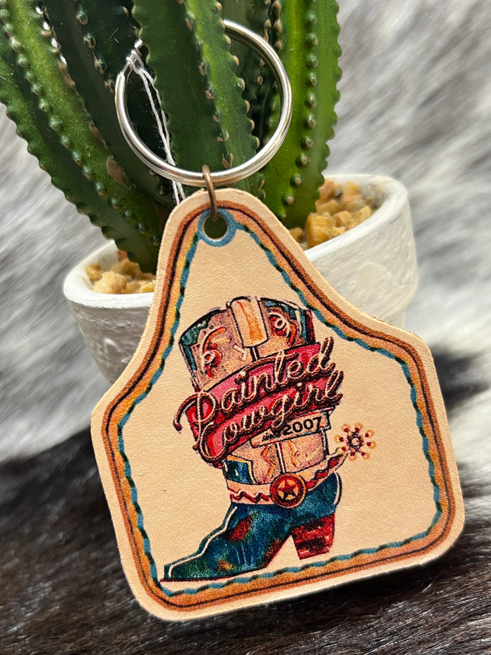 XOXO Leather Painted Cowgirl Western Store Boot Logo Keychain-Painted Cowgirl Western Store