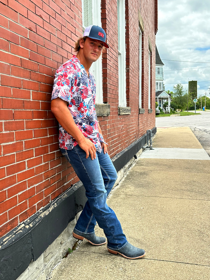 Rock & Roll Cowboy Men's Pistol Regular Fit Reflex Denim Stackable Boot Cut Jean RRMDSPR1G5-Painted Cowgirl Western Store