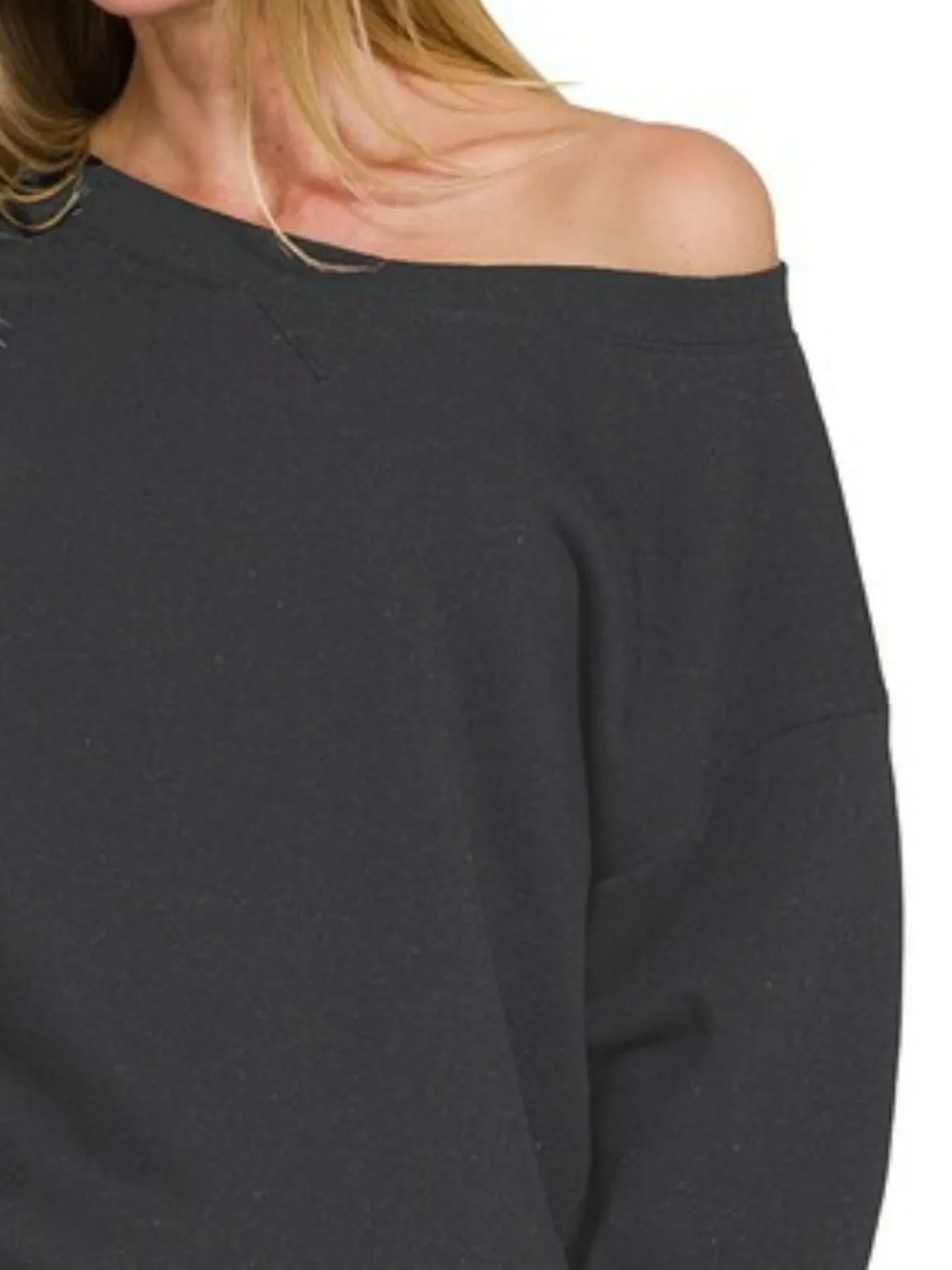 Hazel Blues® | Zenana Fleece Boat Neck Sweatshirt and Shorts Set