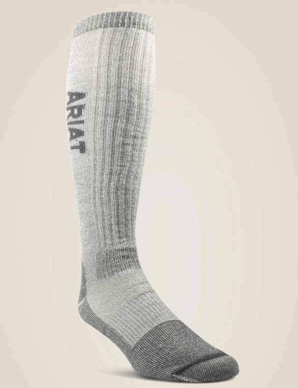 Ariat Grey Midweight Merino Wool Blend Over The Calf Steel Toe Work Socks AR2266