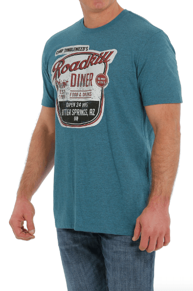 Cinch Men's Vintage Roadkill Diner Heather Blue Graphic Tee Shirt MTT1690564