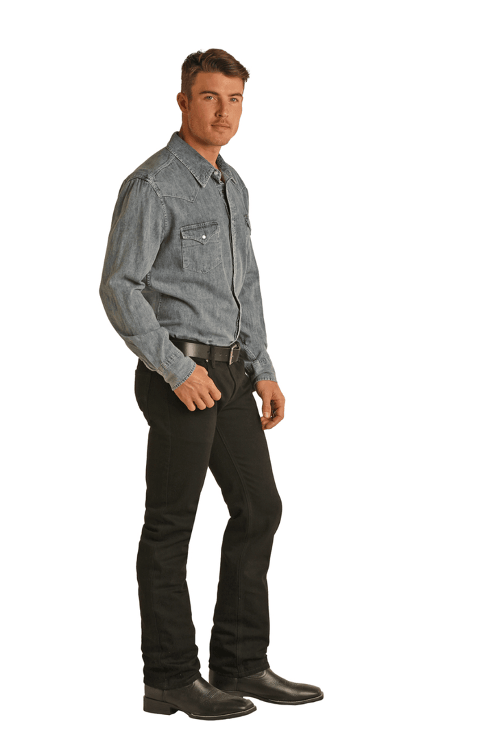 Rock & Roll Cowboy Men's Revolver Slim Fit Straight Leg Black Jeans RRMD1RR0N5