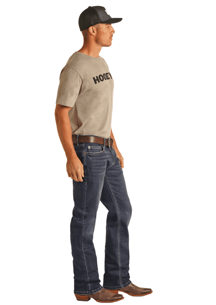 Rock & Roll Denim Men's Reflex Revolver Slim Fit Straight Leg Dark Wash Jeans HYMD1RRZP9