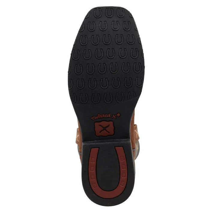 Twisted X Children & Youth Top Hand Brown & Slate Blue Square Toe Boot YTH0019-Painted Cowgirl Western Store