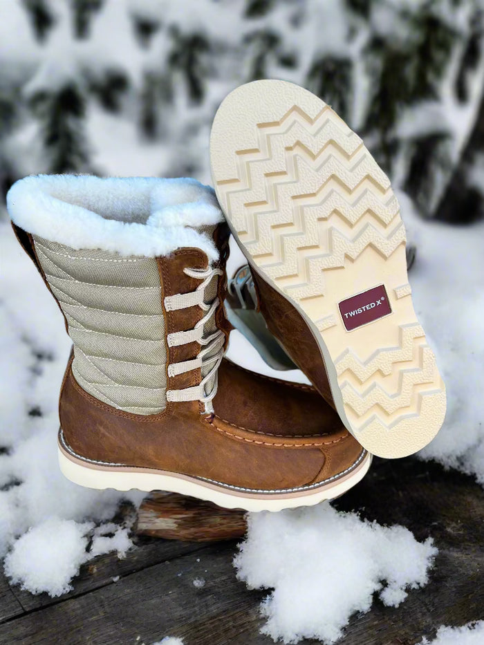 Twisted X Women's Shearling Lined Wedge Sole 8” Lace Up Winter Boots WCA0055
