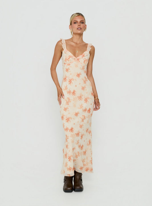 Aymi Frill Bust Detail Maxi Dress Multi Floral