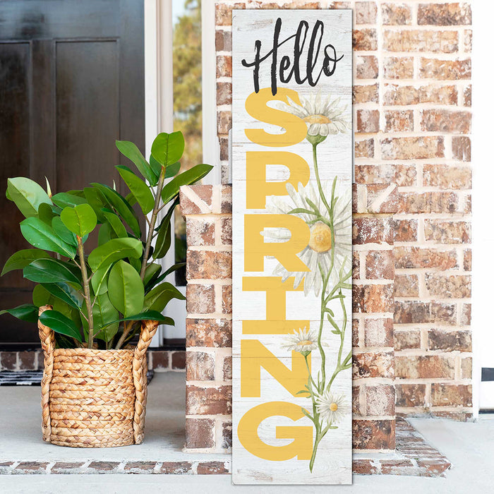 11x46 Hello Spring Daisy Leaner Sign
