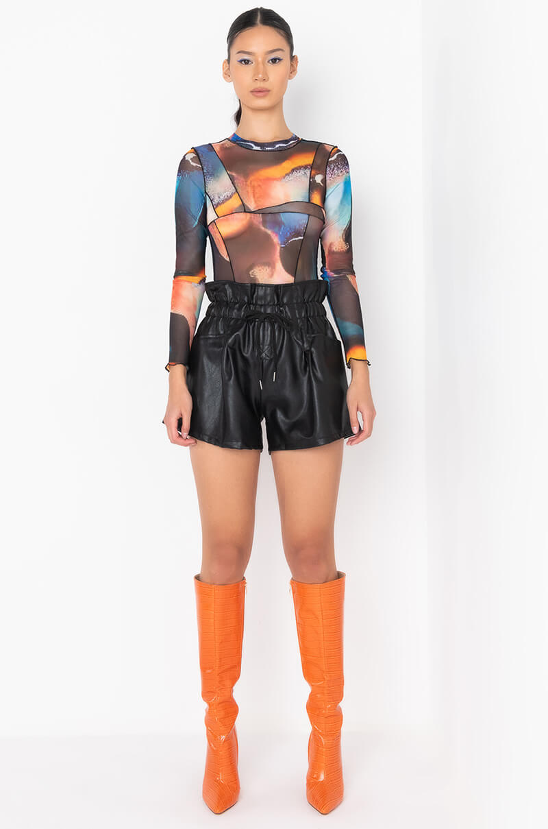 3 SWIRL MESH LONG BODYSUIT
