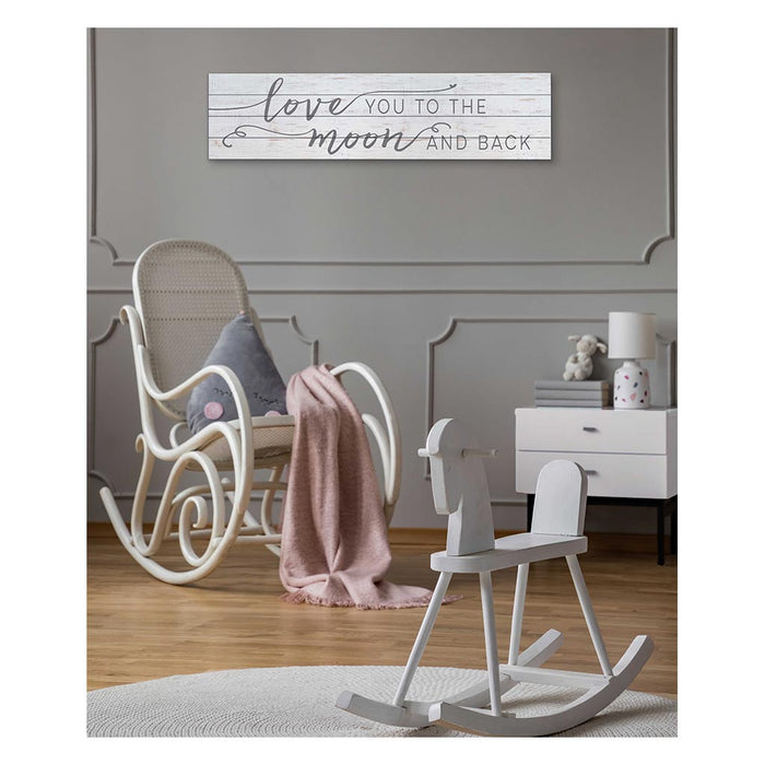 40x10 Whitewash Slat Sign Love You to Moon