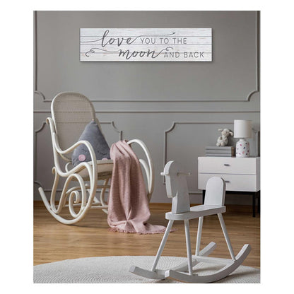 40x10 Whitewash Slat Sign Love You to Moon