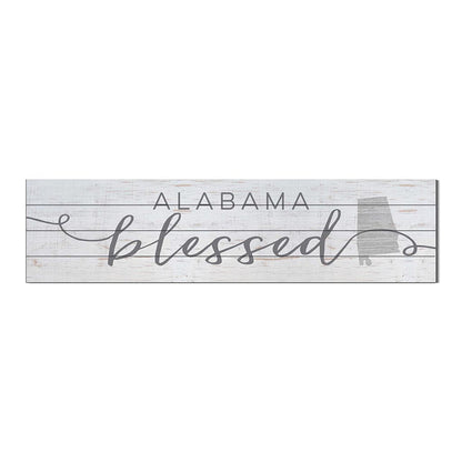 40x10 Whitewash Slat Sign State Blessed Alabama