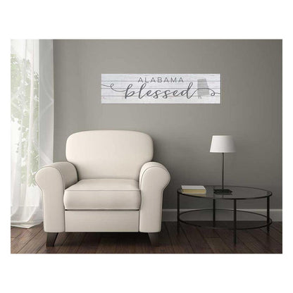 40x10 Whitewash Slat Sign State Blessed Alabama