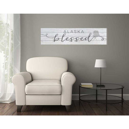 40x10 Whitewash Slat Sign State Blessed Alaska