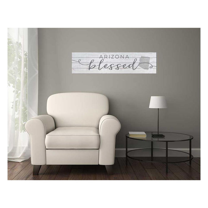 40x10 Whitewash Slat Sign State Blessed Arizona