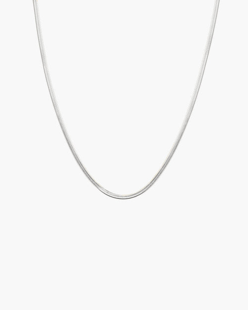 3mm Herringbone Chain Necklace in Silver