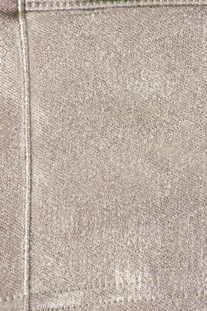 Metallic Denim Mid-Rise Cargo Mini Skirt in Champagne