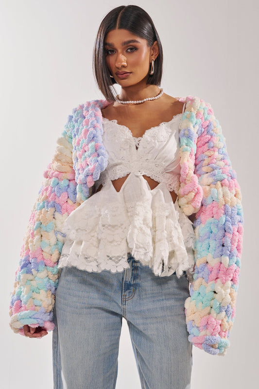 ALIA CHUNKY CHENILLE KNIT CARDIGAN