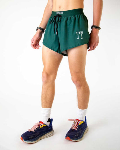 Men's Forest Green 2" DS Split Shorts