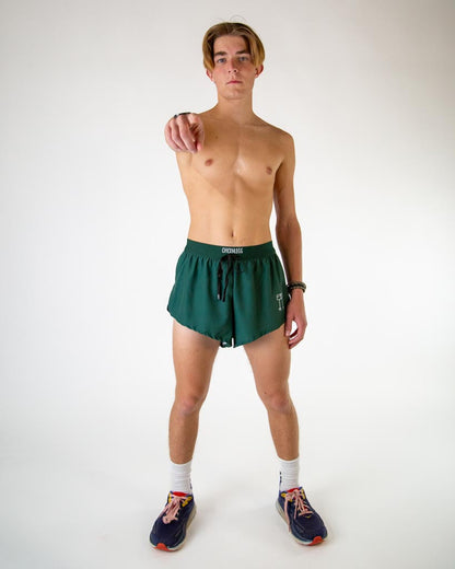 Men's Forest Green 2" DS Split Shorts