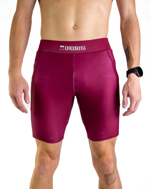 Men's Maroon 8" Half Tights