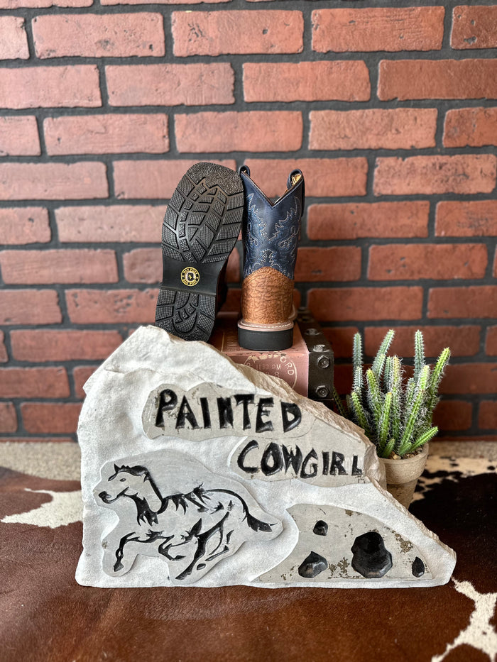 Dan Post Children/Youth Rust Brown & Blue Top Brantley Western Cowboy Boots DPC2938 DPC3938-Painted Cowgirl Western Store