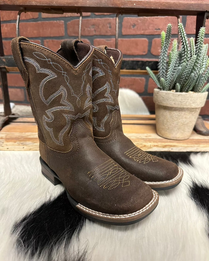 Roper Children/Youth Brown Oiled Suede Monterey Square Toe Western Boot 0911-2942-Painted Cowgirl Western Store