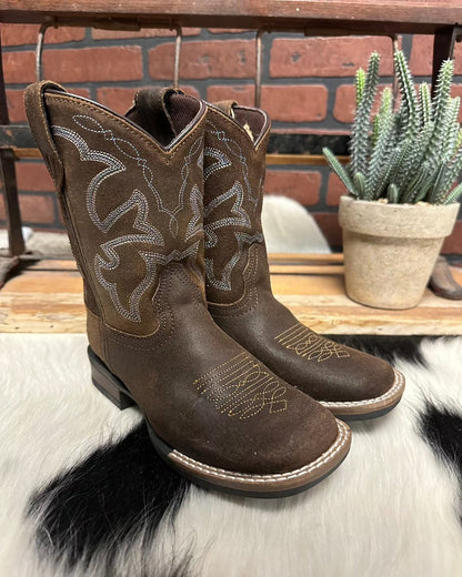 Roper Children/Youth Brown Oiled Suede Monterey Square Toe Western Boot 0911-2942-Painted Cowgirl Western Store