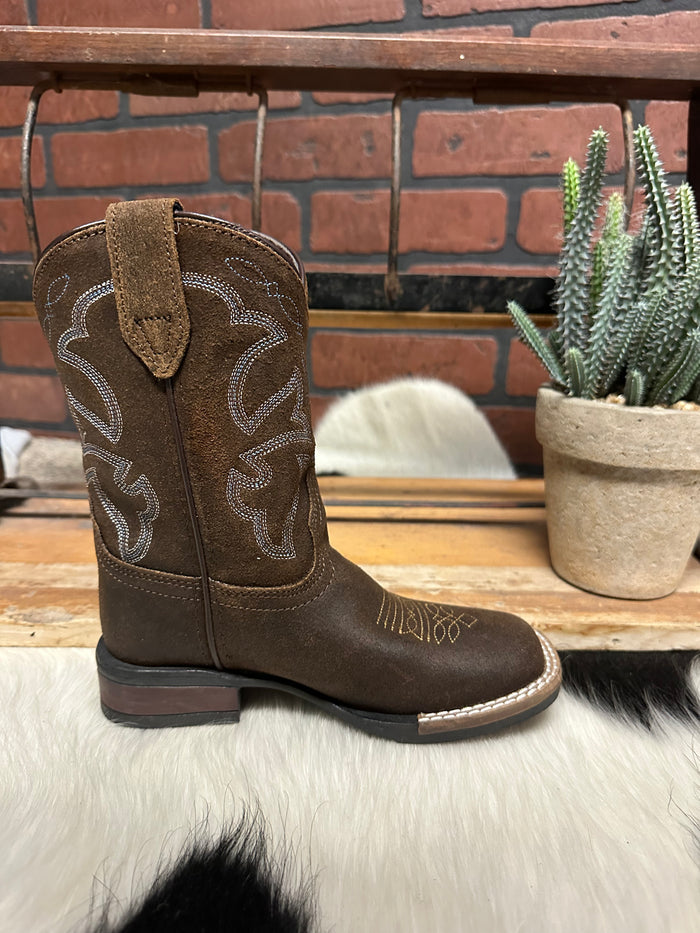 Roper Children/Youth Brown Oiled Suede Monterey Square Toe Western Boot 0911-2942-Painted Cowgirl Western Store