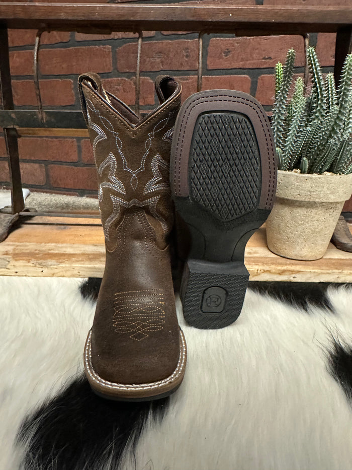 Roper Children/Youth Brown Oiled Suede Monterey Square Toe Western Boot 0911-2942-Painted Cowgirl Western Store