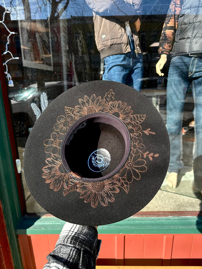 Custom Charlie One Horse Girl's Wanderlust Jr. Black "Farmer's Daughter" Cowgirl Hat-Painted Cowgirl Western Store