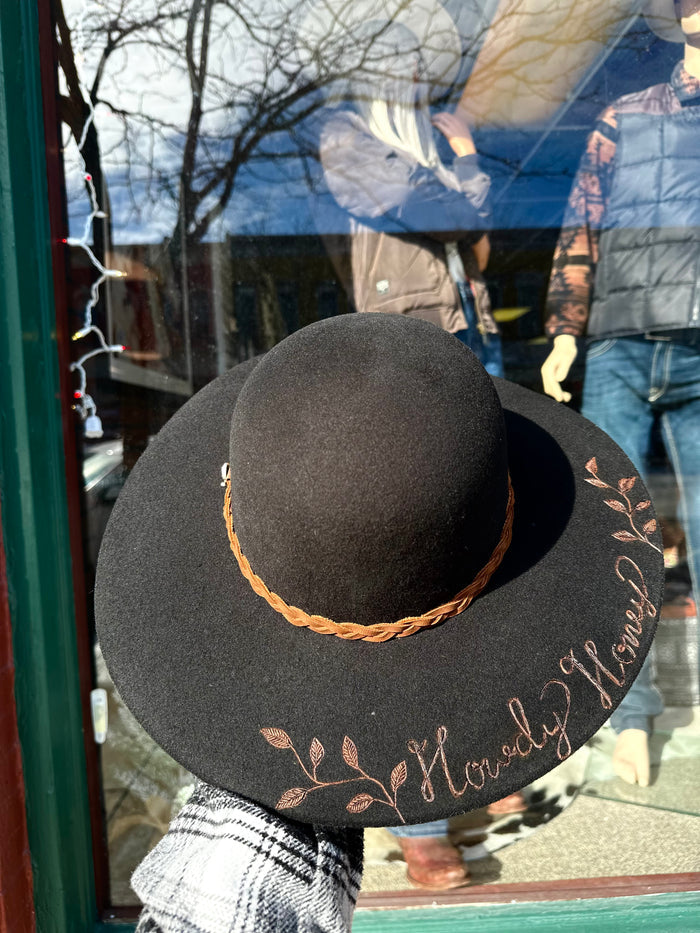 Custom Charlie One Horse Girl's Wanderlust Jr. Black "Farmer's Daughter" Cowgirl Hat-Painted Cowgirl Western Store