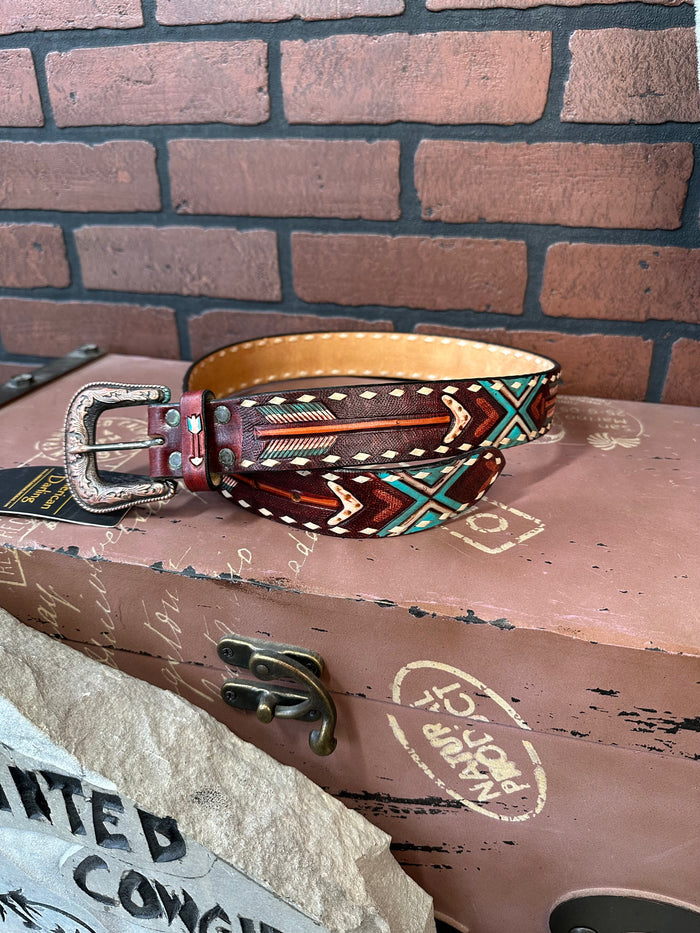 American Darling Arrow Hand Tooled & Painted Leather Belt ADBLF104-Painted Cowgirl Western Store