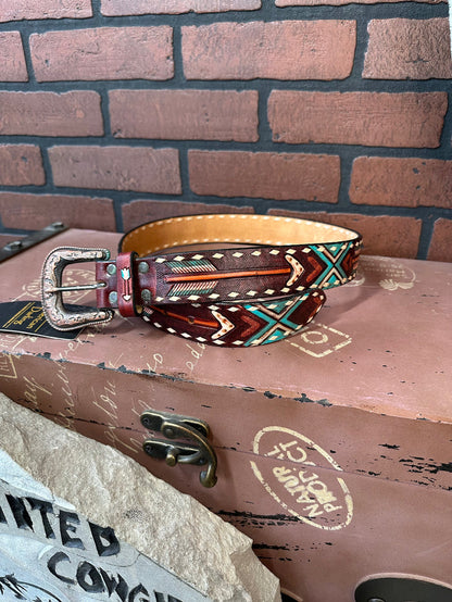 American Darling Arrow Hand Tooled & Painted Leather Belt ADBLF104-Painted Cowgirl Western Store