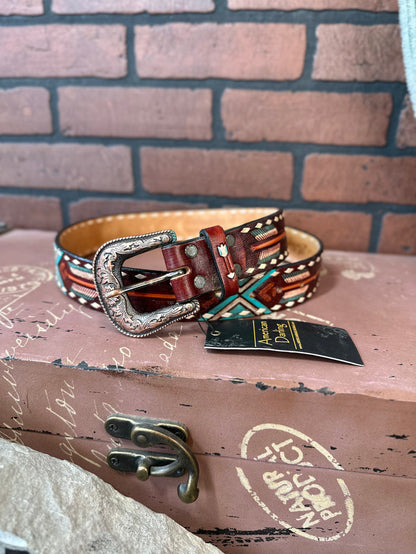 American Darling Arrow Hand Tooled & Painted Leather Belt ADBLF104-Painted Cowgirl Western Store