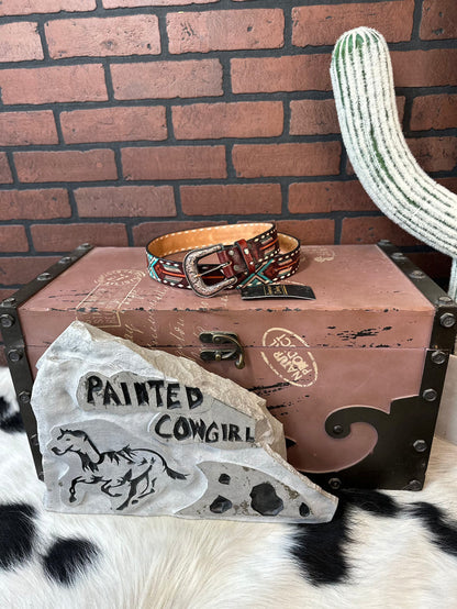 American Darling Arrow Hand Tooled & Painted Leather Belt ADBLF104-Painted Cowgirl Western Store