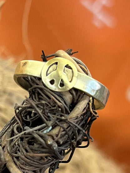 CLP Jewelry Women's Bronze Hammered Peace Sign Ring R2021.1P-Painted Cowgirl Western Store