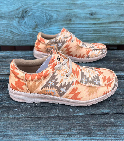 Roper Women's Eva Moc Peach Orange Tan Aztec Casual Shoes 1793-3174-Painted Cowgirl Western Store