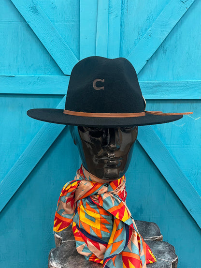 Charlie 1 Horse 'Lone Butte' Black Felt Cowgirl Hat CWLOBU-4030 07-Painted Cowgirl Western Store