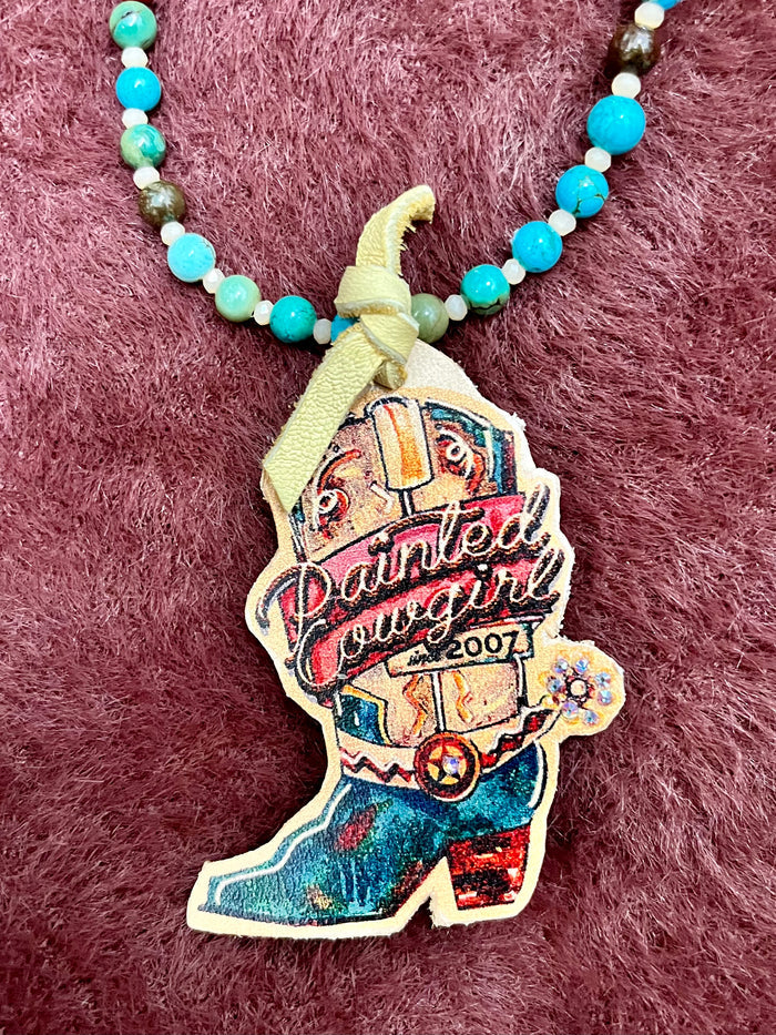 XOXO Painted Cowgirl Logo Boot 18" Necklace-Painted Cowgirl Western Store