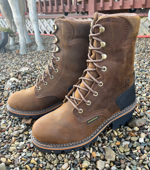 R. Watson Men’s 600G Insulated Waterproof 9” Lace Up Logger Work Boot RW1300W-Painted Cowgirl Western Store