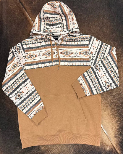Hooey Men's Jimmy Brown & Aztec Hoodie HH119CRBR-Painted Cowgirl Western Store