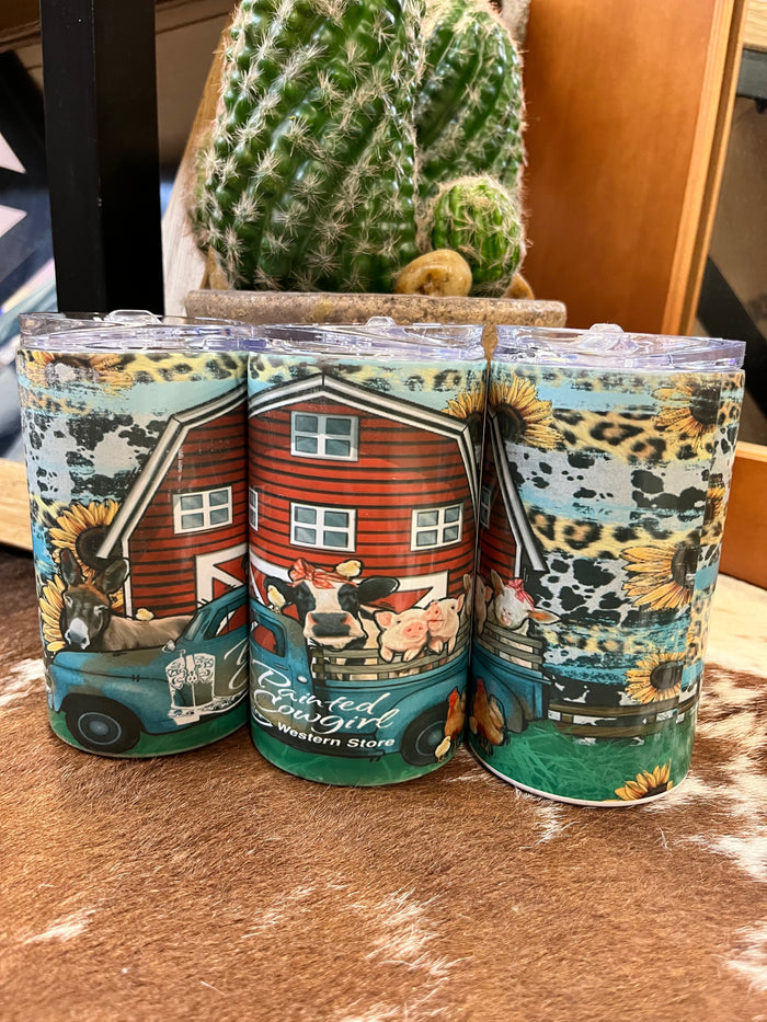 Painted Cowgirl Logo Farm Animals 14oz. Small Tumbler Cup PCLFAC14-Painted Cowgirl Western Store