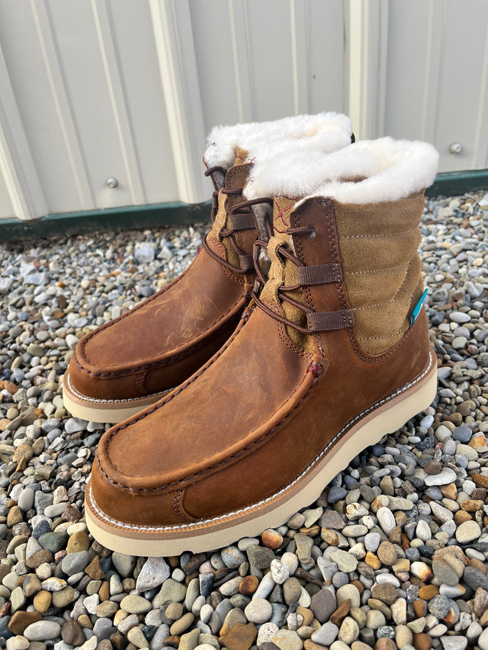 Twisted X Women's 6" Shearling Lined Wedge Sole Lace Up Boots Oiled Saddle Leather & Nutmeg WCAW001-Painted Cowgirl Western Store