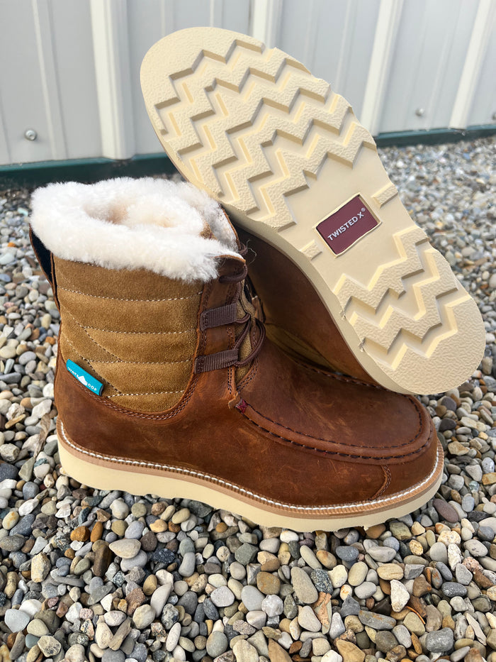 Twisted X Women's 6" Shearling Lined Wedge Sole Lace Up Boots Oiled Saddle Leather & Nutmeg WCAW001-Painted Cowgirl Western Store