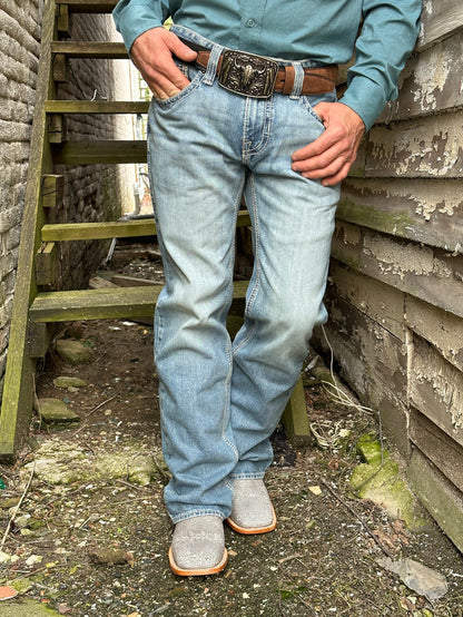 Rock & Roll Cowboy Men's Regular Fit Straight Leg Light Wash Jeans RRMD1PR1G7-Painted Cowgirl Western Store
