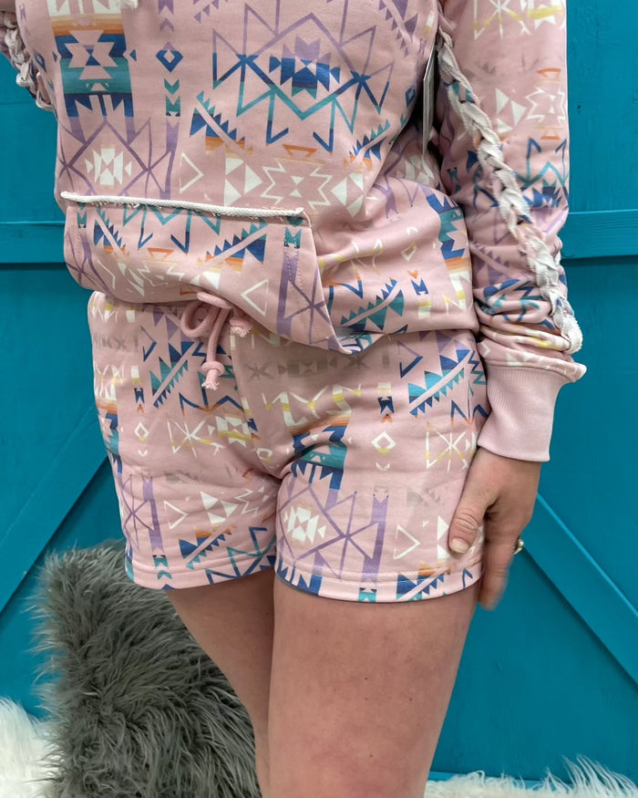 Hooey Women's Oasis Pink Aztec Lounge Shorts HS002PKAZ-Painted Cowgirl Western Store