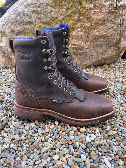 Tony Lama Men's High Range Pecan Brown Comp Toe Waterproof Work Boots TW3430-Painted Cowgirl Western Store
