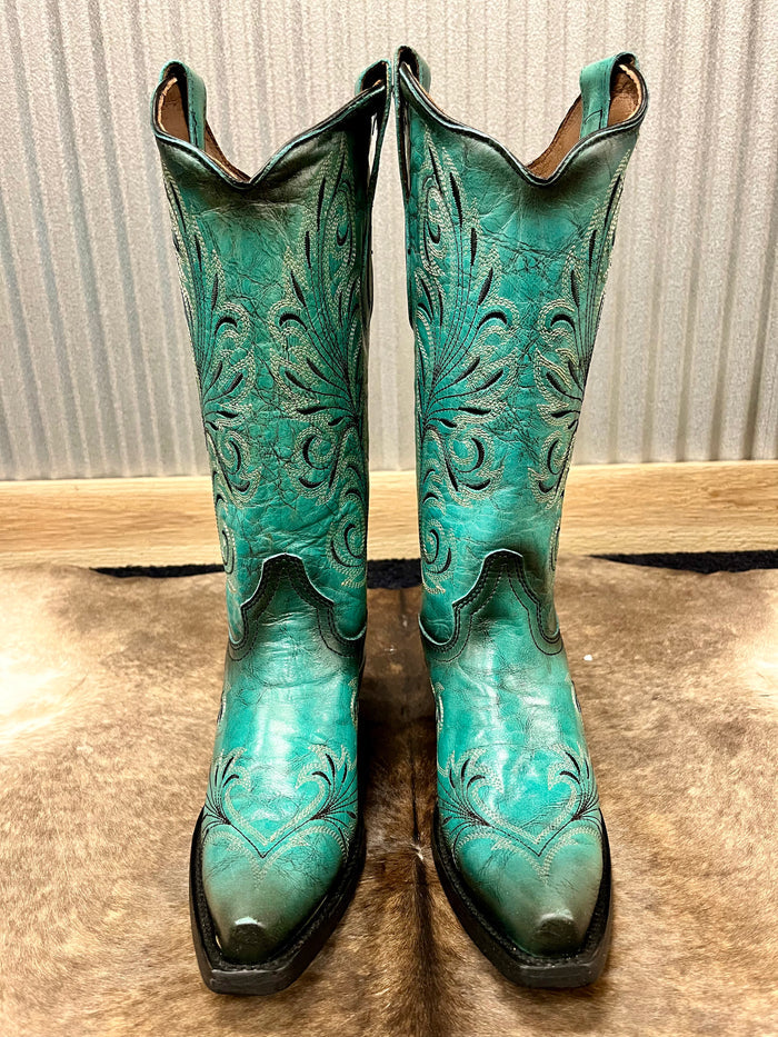 Circle G Women's Turquoise Snip Toe Cowgirl Boots L2076-Painted Cowgirl Western Store