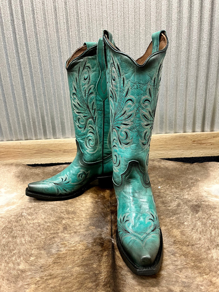 Circle G Women's Turquoise Snip Toe Cowgirl Boots L2076-Painted Cowgirl Western Store